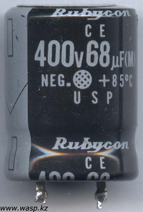 -  Rubycon CE 68mF 400V, NEG. +85oC USP