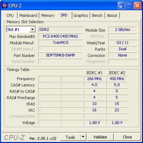  TwinMOS    P/N: 8DPT5MK8-5AMP DDR2
