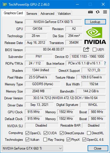 PNY GeForce GTX 660 Ti    