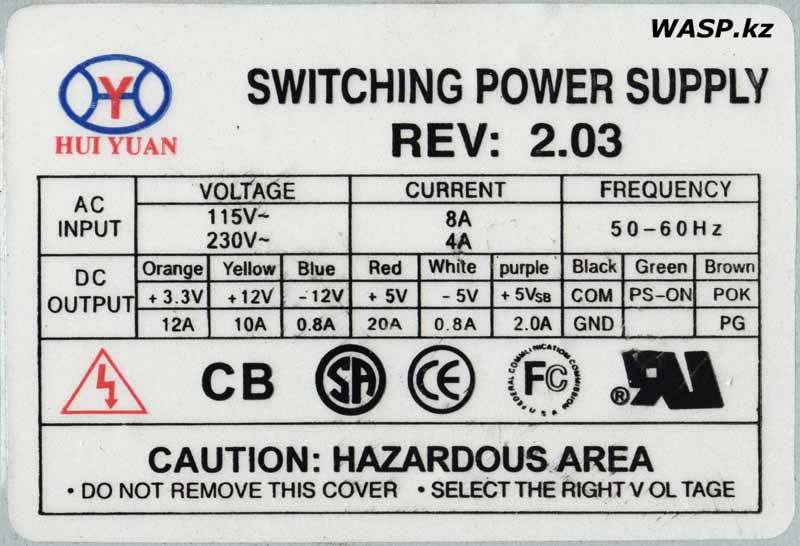 HUI YUAN Switching Power Supply REV: 2.03  