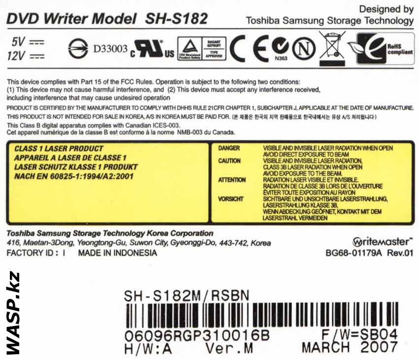 Samsung SH-S182M DVD Writer  