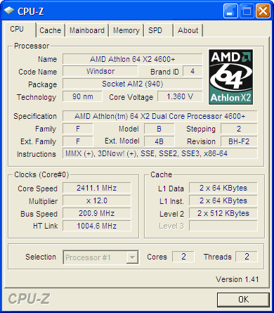  AMD Athlon 64X2 4600+ 