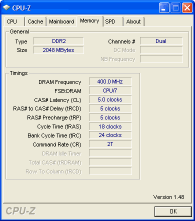  Transcend 1G DDR2 800 DIMM CL5 