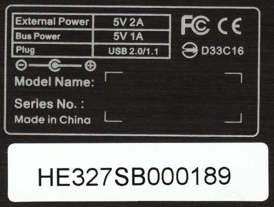 HE327SB000189   USB HDD