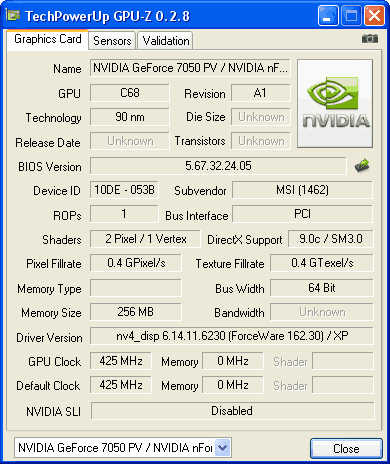GeForce 70520PV C68    MSI K9NGM4-F