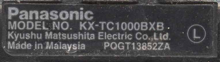 Panasonic KX-TC1000BXB   PQGT13852ZA