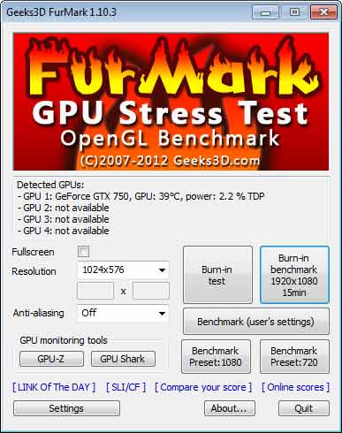 ASUS GeForce GTX 750   Geeks3D FurMark