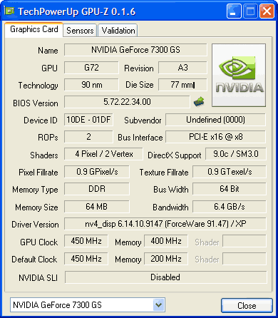 GeForce 7300 GS  GPU-Z