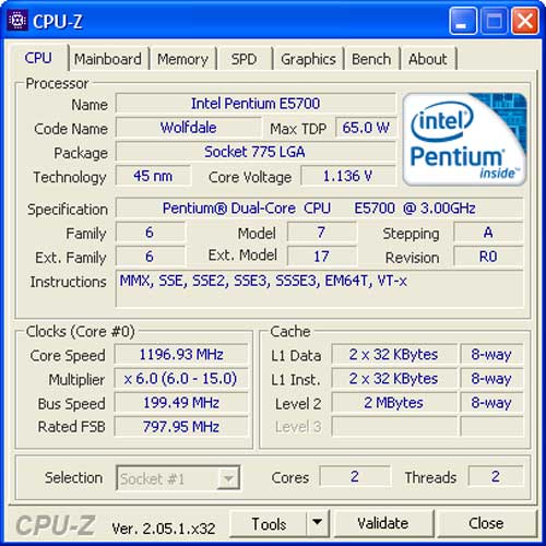 Intel Pentium E5700 3       Dual Core