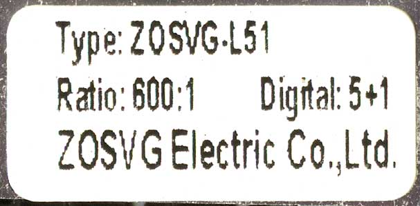 ZOSVG-L51 Ratio 600:1 Digital 5+1 ZOSVG Electric   