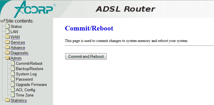 Admin - Commit/Reboot    