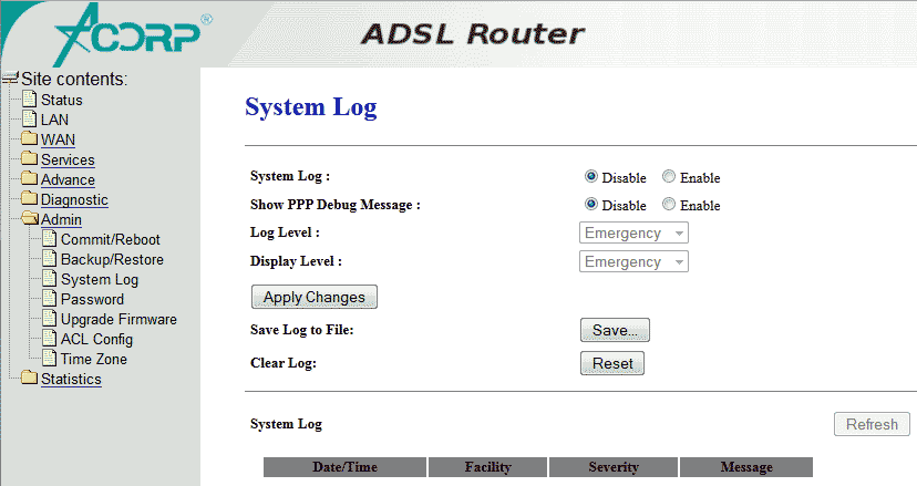 Admin - System Log  