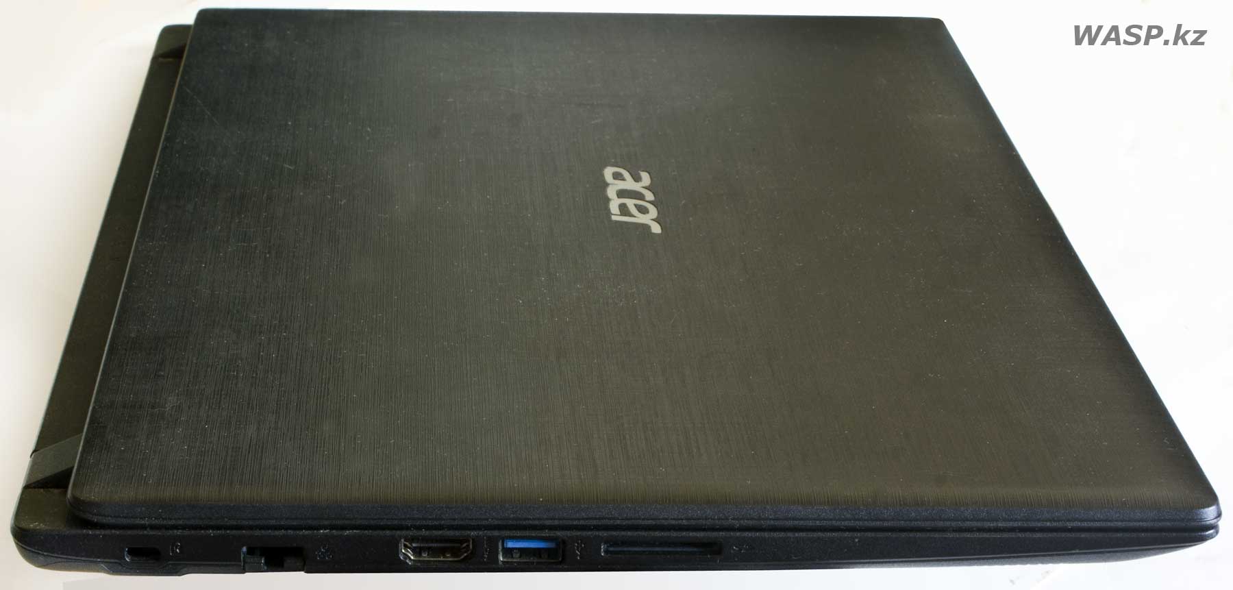 Acer Aspire 3 A315-51  разъемы с левого бока ноутбука, обзор