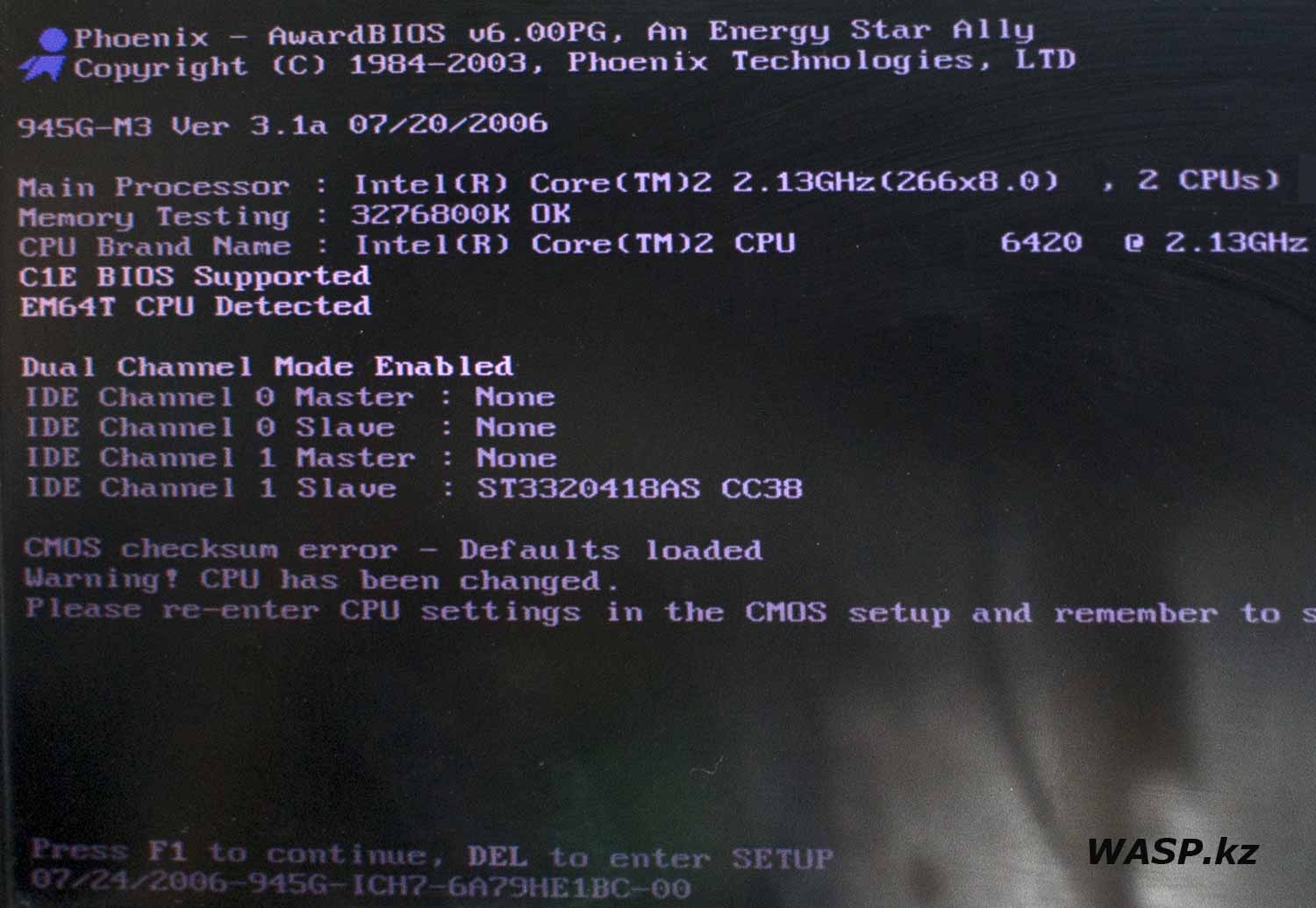 Прошивка BIOS матплаты 945G-M3 Ver 3.1a 07/20/2006