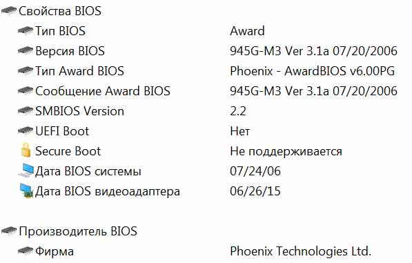 BIOS материнской платы ECS Elitegroup 945G-M3