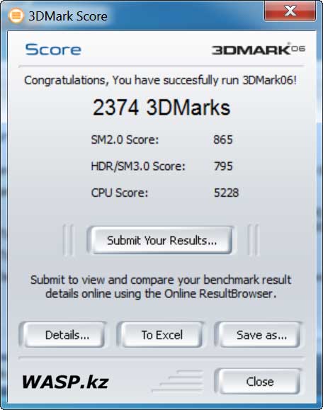 ASUS EN8500GT тест программой 3DMark'06 сколько баллов
