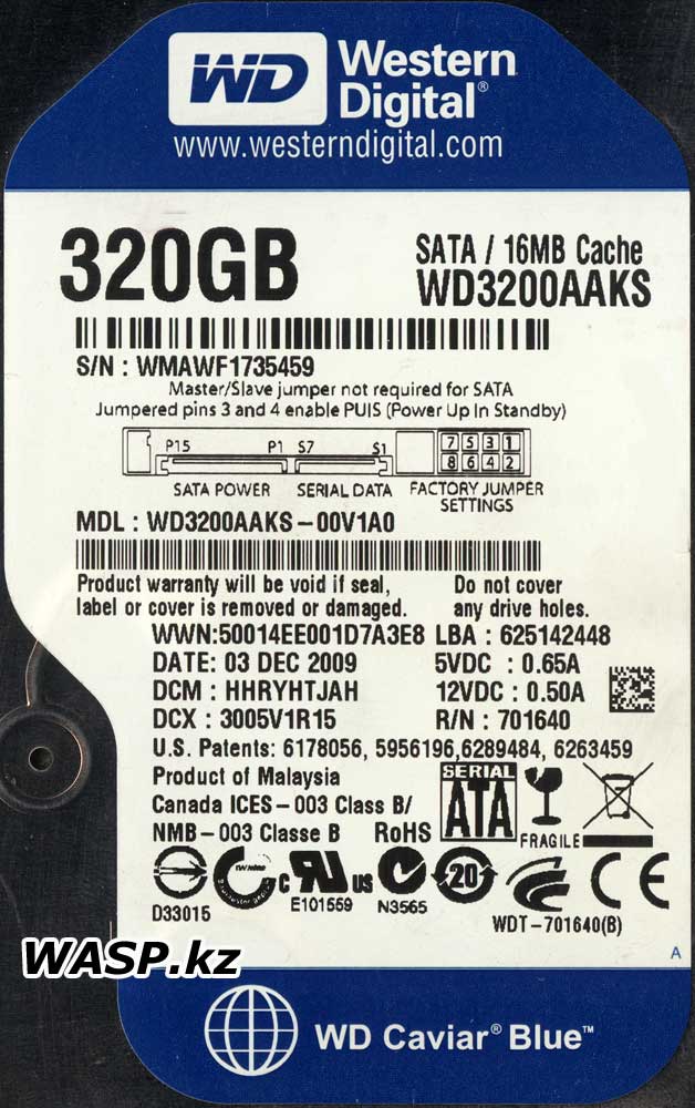 Western Digital WD3200AAKS этикетка HDD на 320 Гб описание