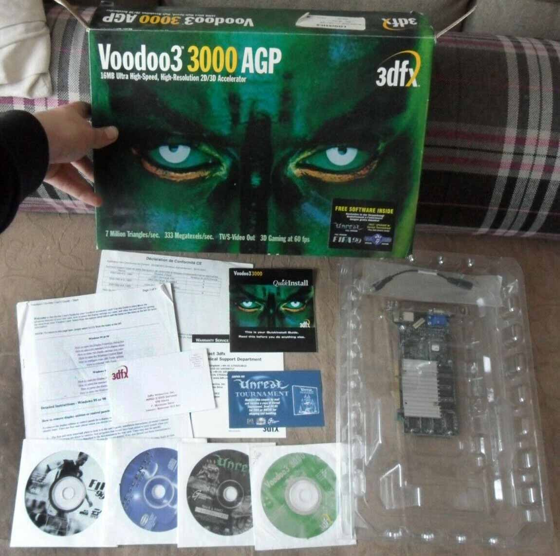 Voodoo 3 3000 AGP богатая комплектация видеокарты