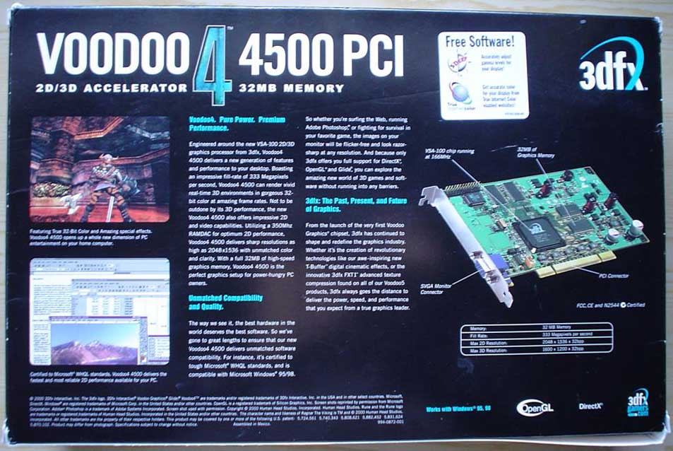 Voodoo 4 4500 PCI коробка видеокарты обзор