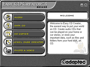 Easy CD Creator встречает вас этим меню как работать с программой