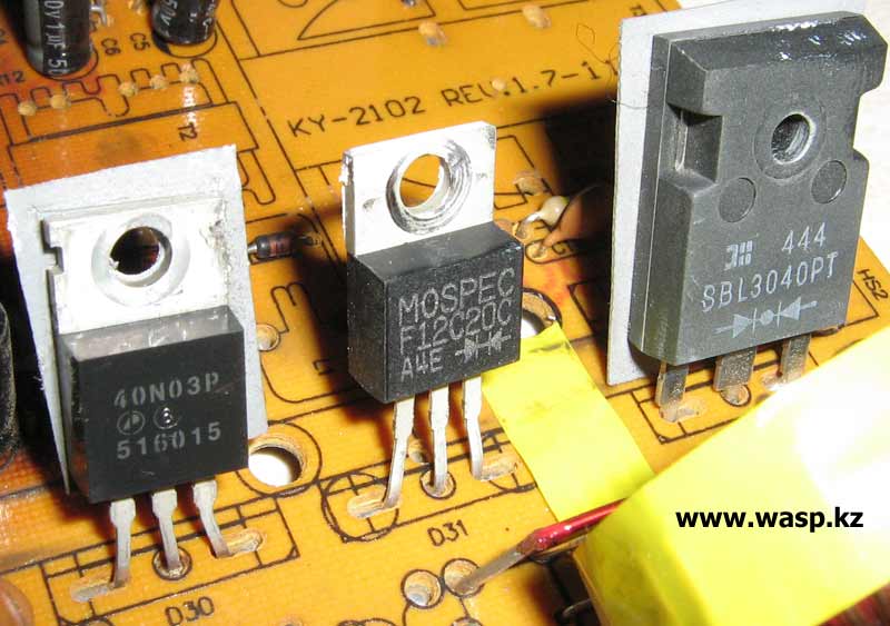 40N03P транзистор MOSFET, диоды Шоттки F12C20C, SBL3040PT