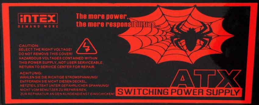 Intex Spider предупреждение на БП