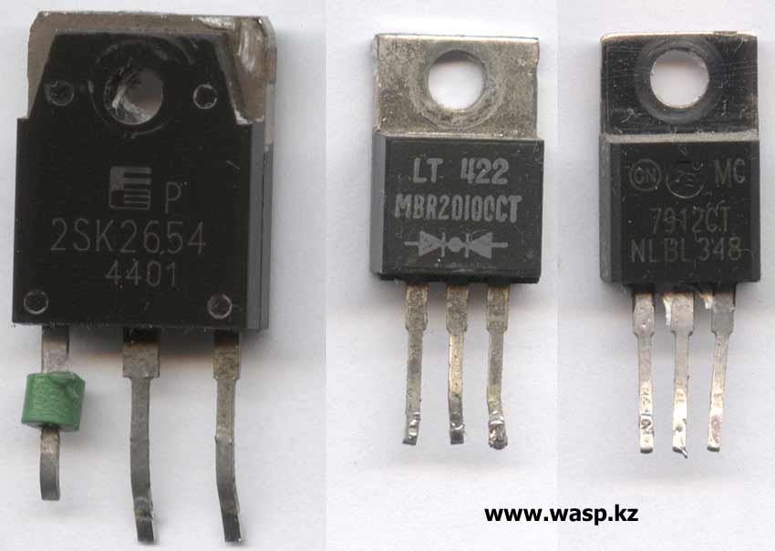 МОП-транзистор 45N03LTA, диод Шоттки STPS3045CT и  MBR2045CT