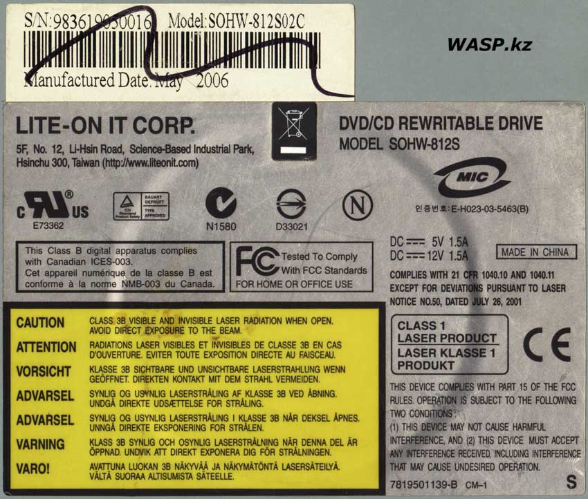 Lite-On SOHW-812S02C обзор DVD/CD-RW привода