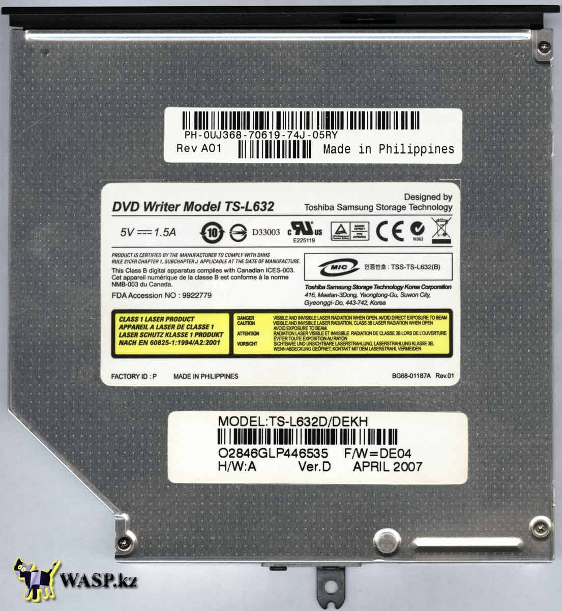 Toshiba TS-L632 DVD-RW привод для ноутбука