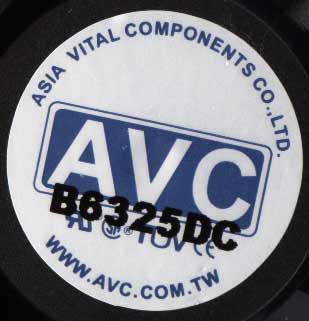 B6325DC этикетка на вентиляторе AVC