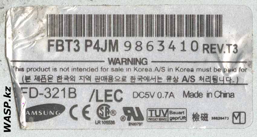 Samsung SFD-321B /LEC  FBT3 P4JM9863410 REV.T3