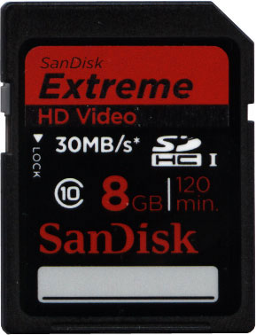 Карта памяти в комплекте на 8 Гб, SanDisk Extreme HC I