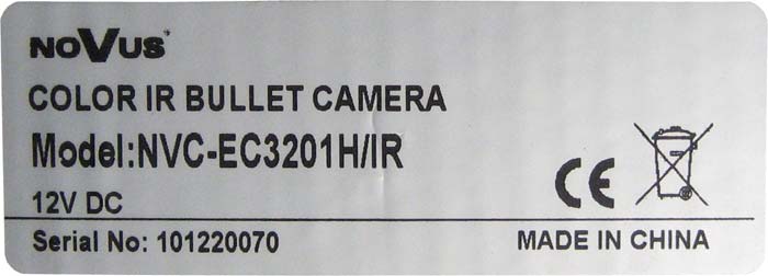 наклейка NVC-EC3201H/IR камера