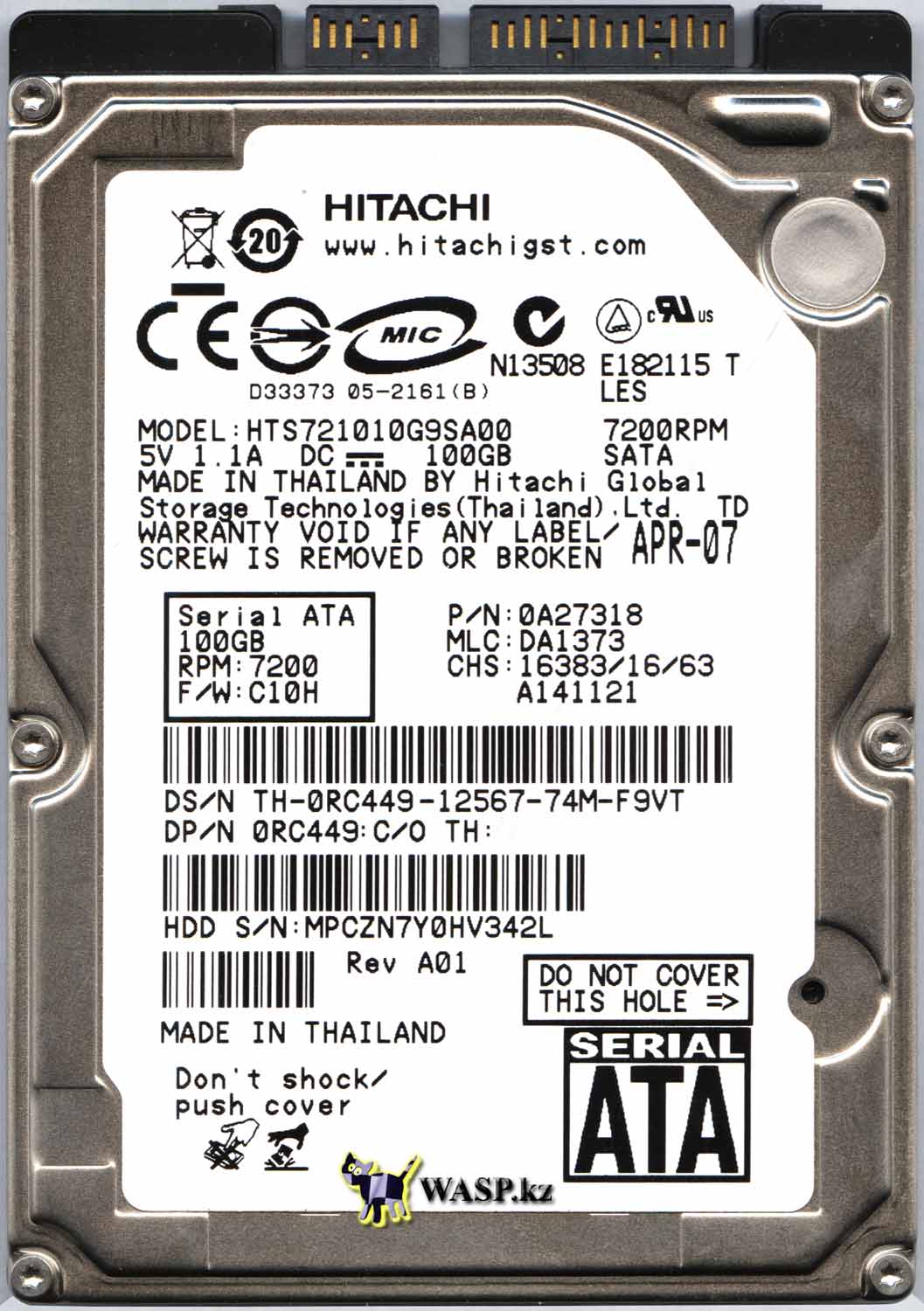 Hitachi HTS721010G9SA00 жесткий диск для ноутбука
