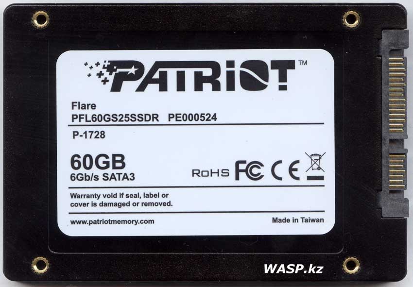PATRIOT Flare PFL60GS25SSDR медленный и дешевый SSD