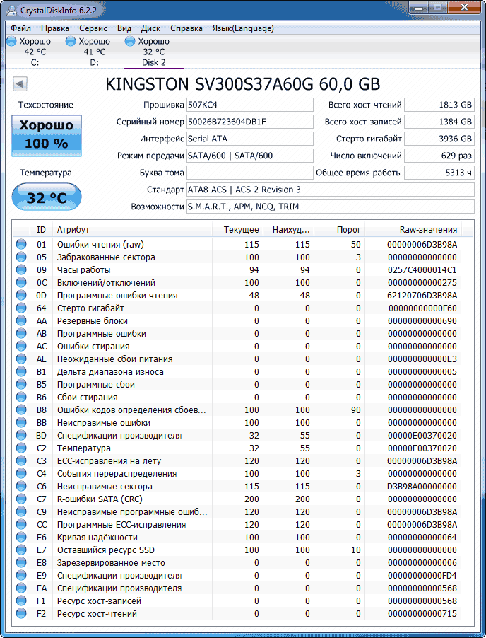 Kingston SV300S37A60G надежность и долговечность, тест