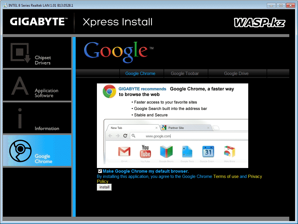 Gigabyte GA-Z87M-HD3 реклама Google на диске