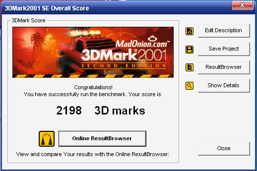 результат теста 3DMark 2001 Mercury PVM890M