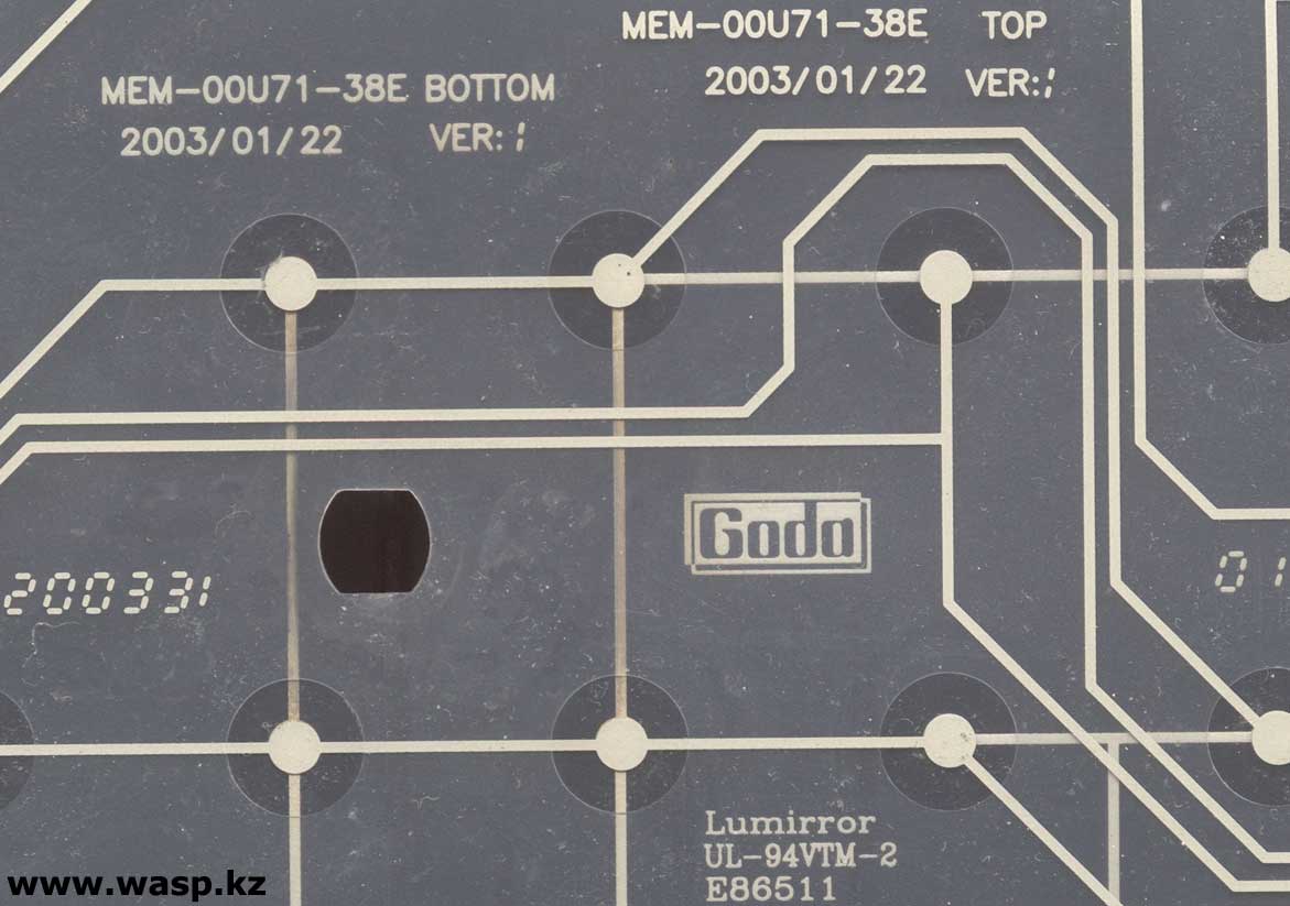 Goda MEM-00U71-38E матрица Lumirror UL-94VTM-2 для клавиатуры E86511