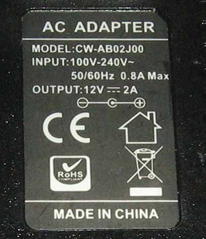 CW-AB02J00 блок питания на 12 вольт 2 ампера