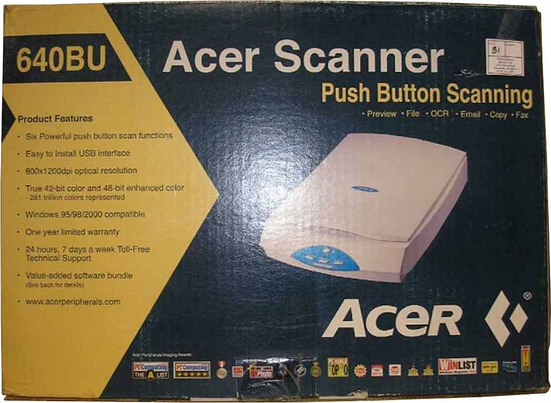 Acer 640BU коробка сканера, упаковка