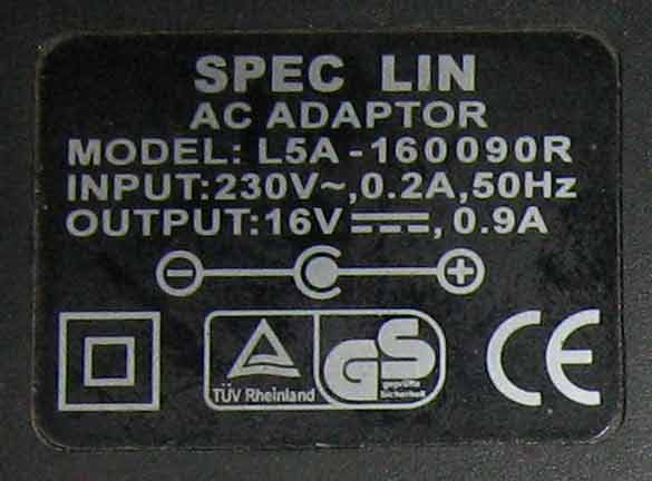 SPEC LIN L5A-160090R блок питания 16 вольт 0,9 ампер для сканеров