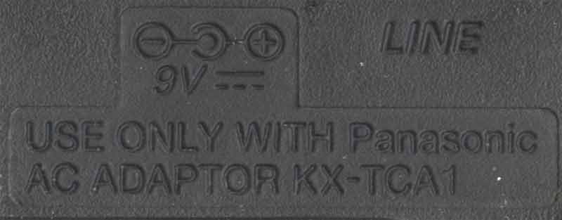 Panasonic KX-TC1001 обозначение полярности подключения БП