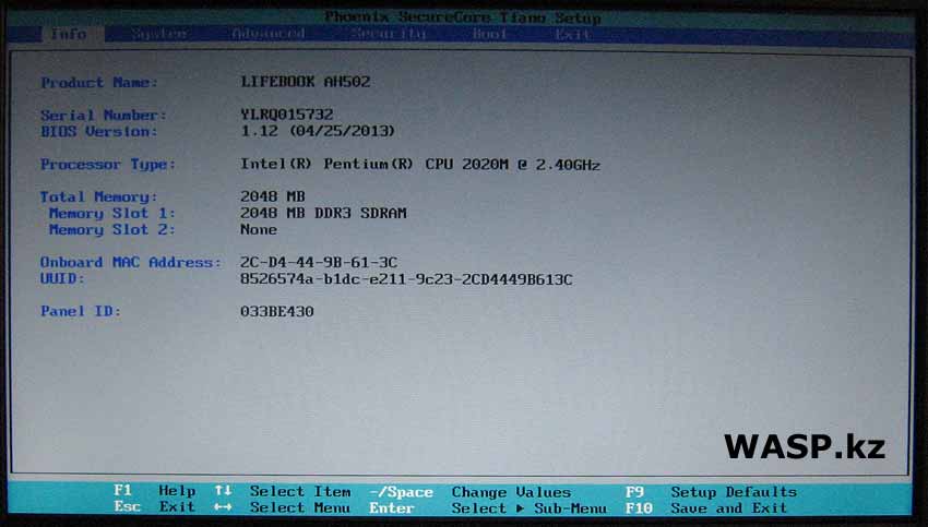 Fujitsu LIFEBOOK AH502 NG  BIOS  Info