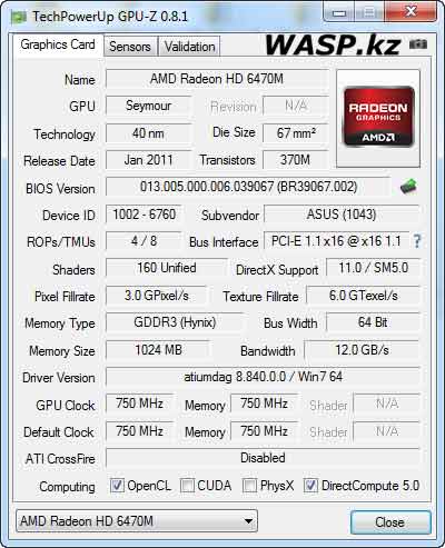 AMD Radeon HD 6470M   GPU-Z, 