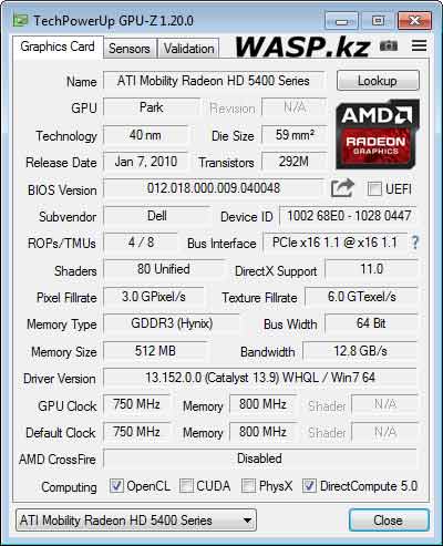 ATi Mobility Radeon HD 5400 Series видеочип ноутбуков