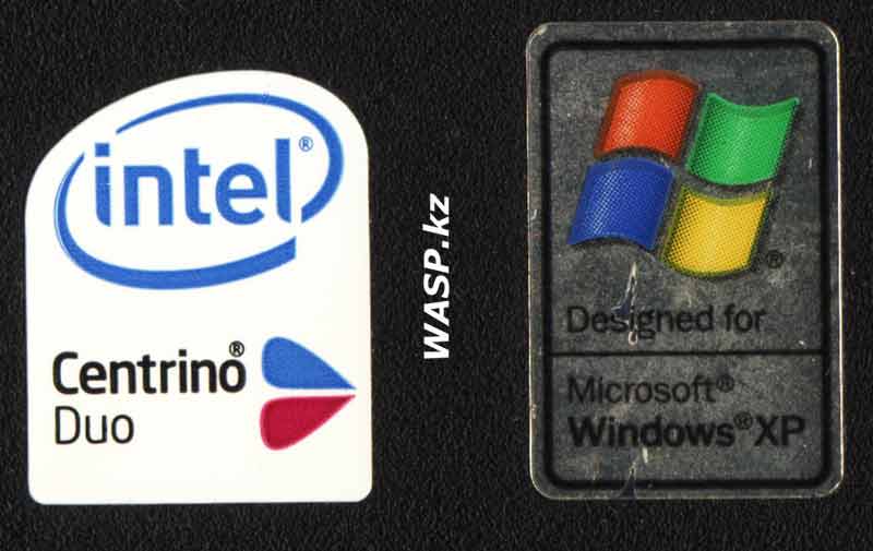 Intel Centrino Duo и Windows XP наклейки на ноутбуке