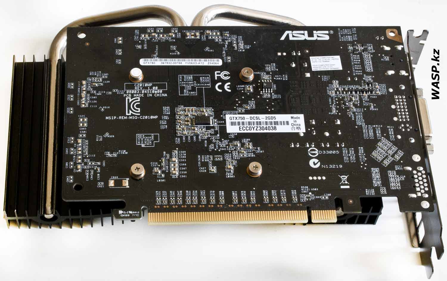 ASUS GTX750-DCSL-2GD5 обратная сторона видеокарты