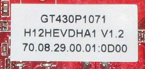 GT430P1071 H12HEVDHA1 V1.2 этикетка видеокарты