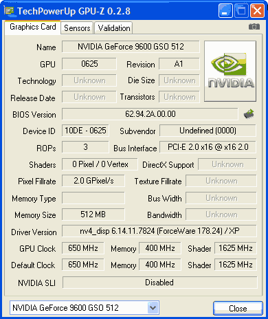 GPU-Z 0625 Palit GeForce9600 Smart